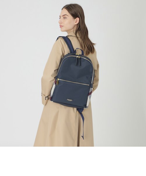 パーシャルクレストブリッジチェックナイロンバックパック｜ブルー