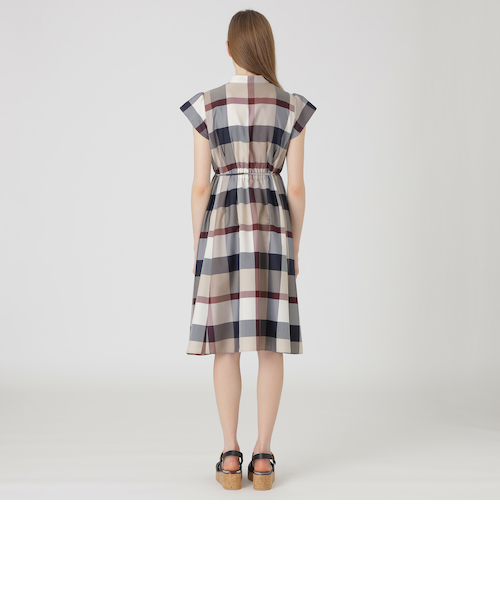 クレストブリッジチェックライトクロッシングツイルドレス｜ブルー