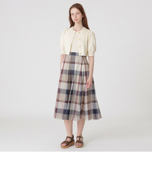 やむやむ 　　【美人百花コラボ】ニットドッキングドレス　チェック 美人百花コラボ】ニットドッキングドレス｜ブルーレーベルブラック