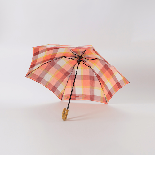 クレストブリッジチェックコットンリネン折り畳み傘｜ブルーレーベル