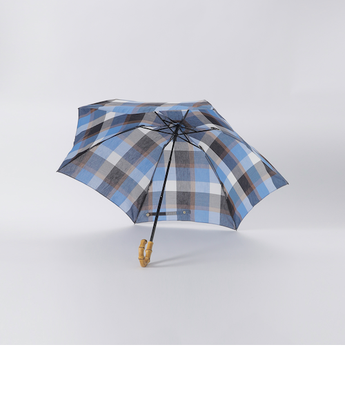 クレストブリッジチェックコットンリネン折り畳み傘｜ブルーレーベル