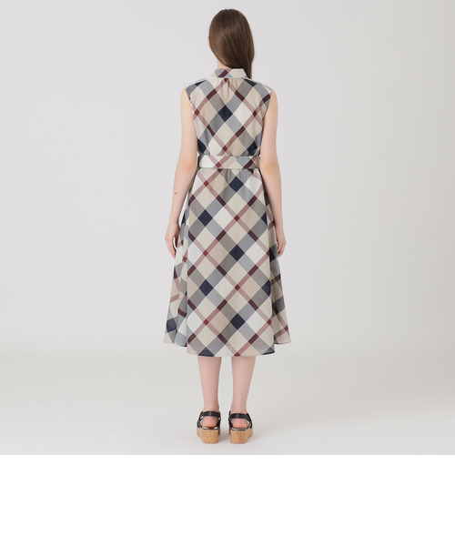 クレストブリッジチェックカラミクロスシャツドレス｜ブルーレーベル