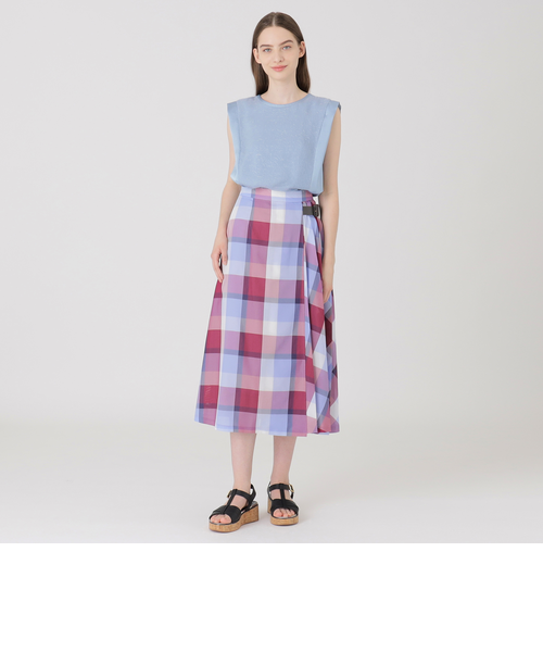 クレストブリッジチェックカラミクロスロングスカート｜ブルーレーベル