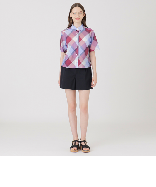 クレストブリッジチェックカラミクロスロングスカート ワイン36