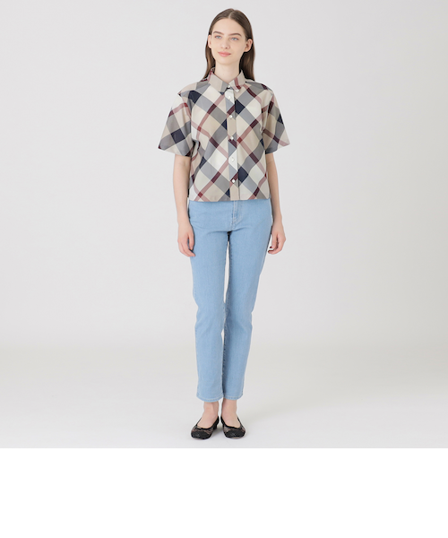 クレストブリッジチェックカラミクロスシャツ｜ブルーレーベルブラック