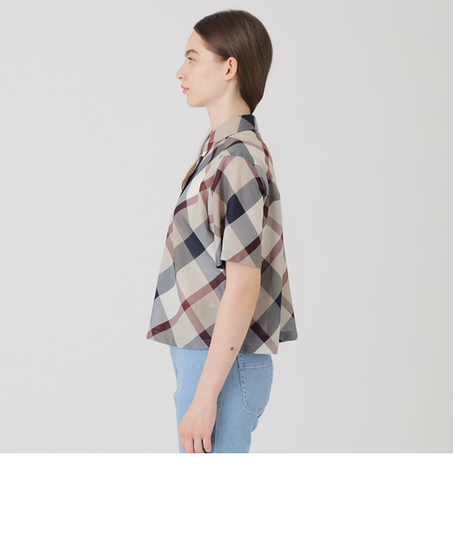 クレストブリッジチェックカラミクロスシャツ クレストブリッジチェックカラミクロスシャツ（ブラウス）｜BLUE