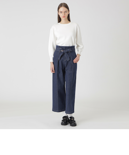 一部店舗限定】ムラ糸ストレッチデニムワイドパンツ｜ブルーレーベル