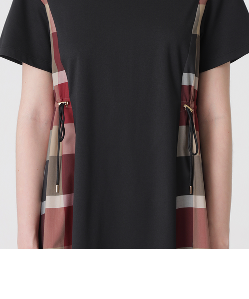 一部店舗限定】コンパクトクリアーポンチチェックコンビドレス｜ブルー