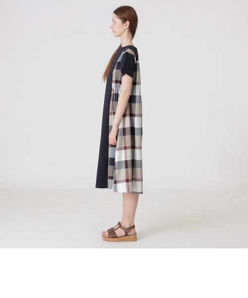 ブルーレーベル　コンパクトクリアーポンチ　チェック コンビドレス　M BLUE LABEL CRESTBRIDGE ワンピース 「一部店舗限定」コンパクト