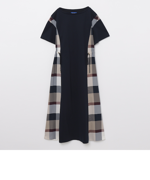 BLUE LABEL CRESTBRコンパクトクリアーポンチチェックコンビドレス 一部店舗限定】コンパクトクリアーポンチチェックコンビドレス｜ブルー