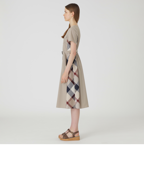 フロントポケットパーシャルチェックドレス｜ブルーレーベルブラック