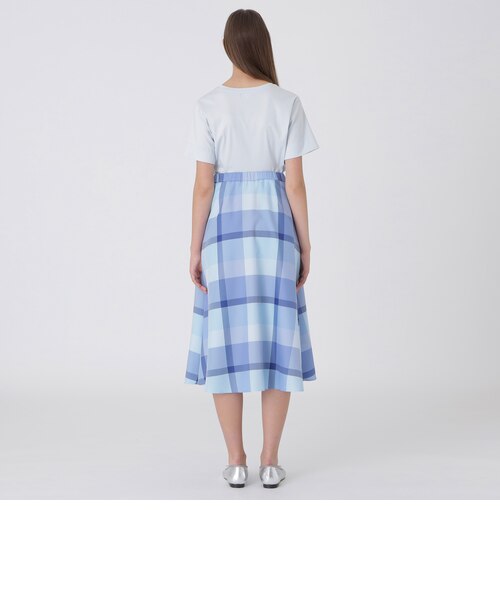 クレストブリッジチェックライトクロッシングツイルスカート｜ブルー