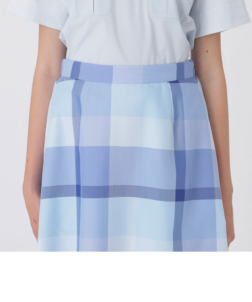 クレストブリッジチェックライトクロッシングツイルスカート｜ブルー