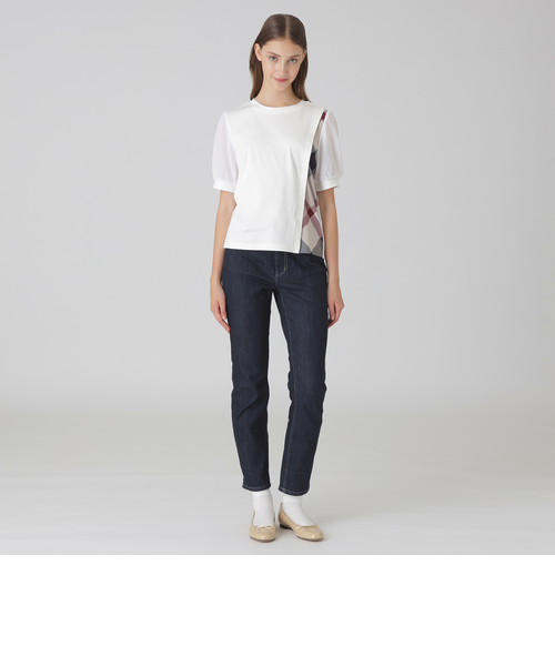 コンパクトピマスムースコンビTシャツ｜ブルーレーベルブラック