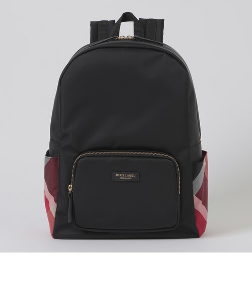 パーシャルクレストブリッジチェックナイロンバックパック｜ブルー
