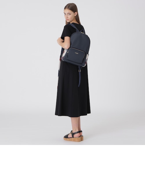 パーシャルクレストブリッジチェックナイロンバックパック｜ブルー
