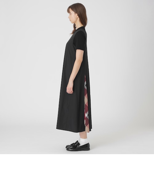 BLUE LABEL CRESTBRIDGE シルキータフタドレス 黒 38 シルキータフタドレス｜ブルーレーベルブラックレーベルクレスト
