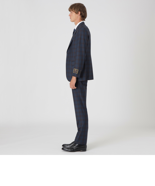 Tallia di Delfino ネイビー チェック スリーピーススーツ 一部店舗限定】TALLIA DI DELFINO マローネチェックスリーピース