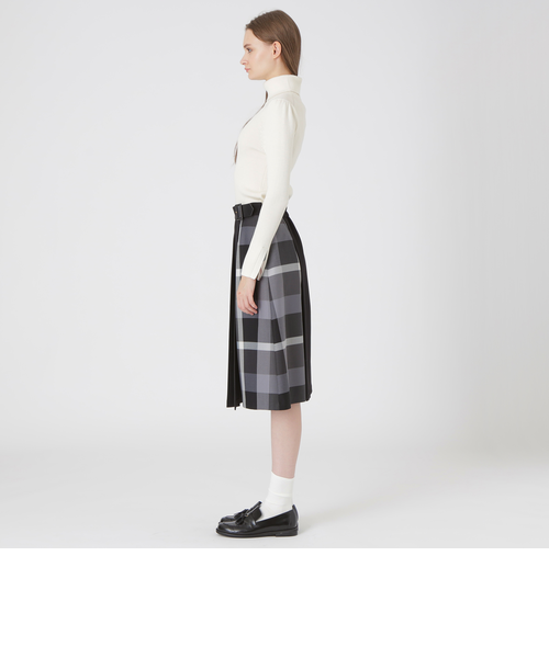 さしこ ウールライクツイルパーシャルチェックスカート ウールライクツイルパーシャルチェックスカート（スカート）｜BLUE