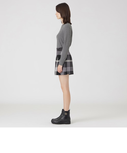 クレストブリッジチェックスラブプリペラキュロットパンツ｜ブルー