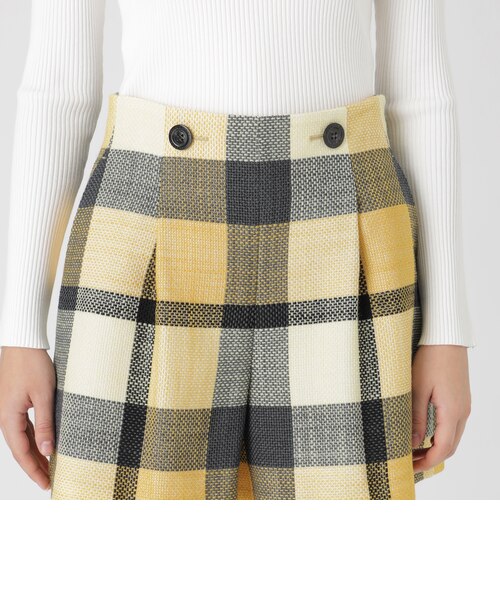 クレストブリッジチェックフロスティツイードキュロットパンツ ブルー