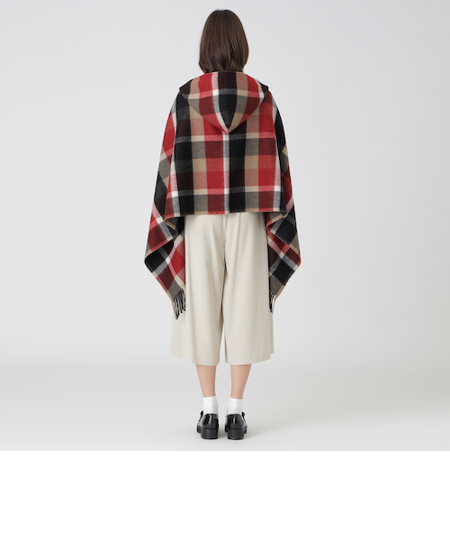BLUE LABEL CRESTBRIDGE フード付き チェック柄ポンチョ クレストブリッジチェックフード付きストール｜ブルーレーベル