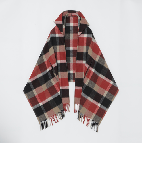 ブルーレーベルクレストブリッジ✨リバーシブルフード付ショール　ポンチョ　チェック クレストブリッジチェックフード付きストール｜ブルーレーベル