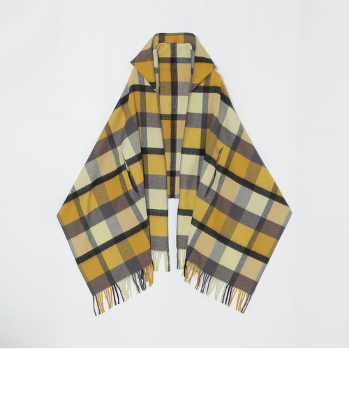 フード付きチェック柄ショール(リバーシブル)・ブルーレーベルクレスト