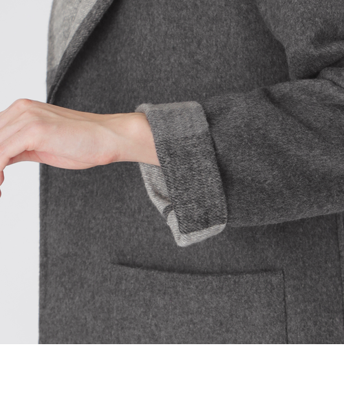 クレストブリッジチェックリバーポリウールコーディガン｜ブルー