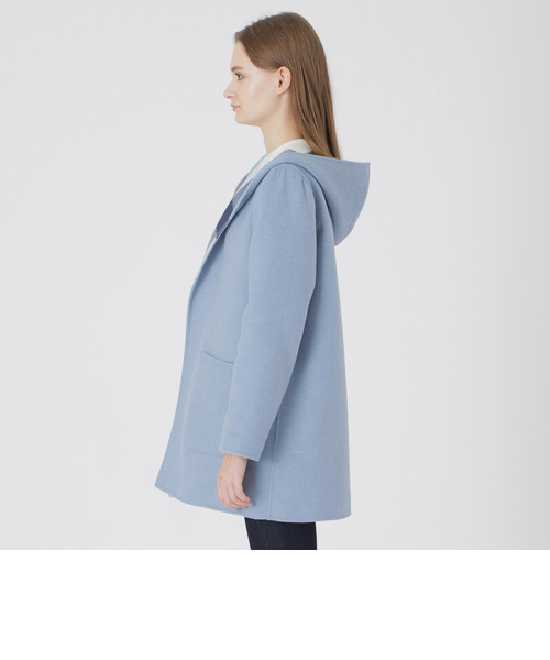 クレストブリッジチェックリバーポリウールコーディガン｜ブルー