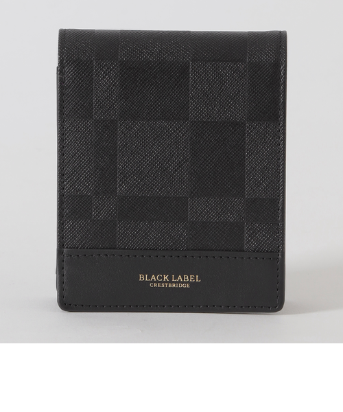 エンボスチェック2つ折りウォレット｜ブルーレーベルブラック