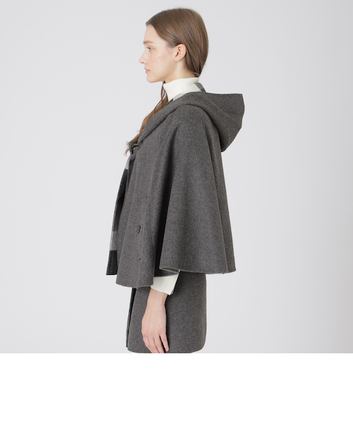 ブルーレーベルクレストブリッジ ポンチョ ケープコート 千鳥格子 38 取扱店舗限定】クレストブリッジチェックリバーポリウールケープコート