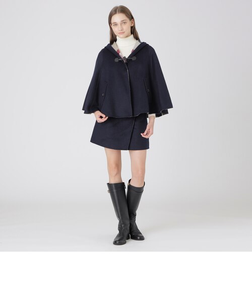 取扱店舗限定】クレストブリッジチェックリバーポリウールケープコート