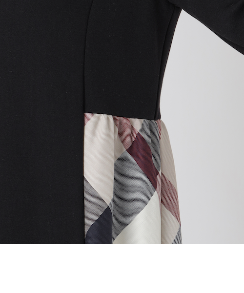 ウールミックスポンチパーシャルチェックドレス｜ブルーレーベル