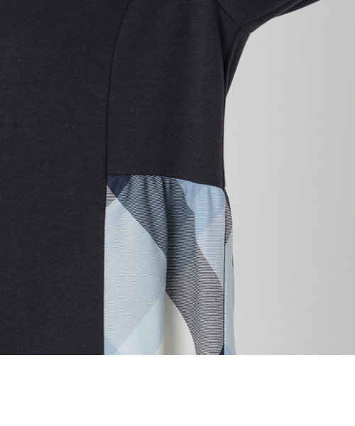 ウールミックスポンチパーシャルチェックドレス｜ブルーレーベル