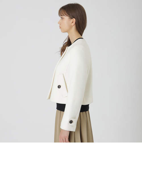 ファインダブルビーバーノーカラージャケット｜ブルーレーベルブラック