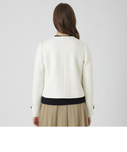 BLUE LABEL ノーカラージャケット 38サイズ ホワイト ホワイト系 BLUE LABEL CRESTBRIDGE (Women)のノーカラージャケット