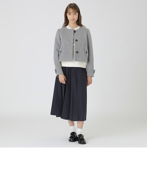 ファインダブルビーバーノーカラージャケット｜ブルーレーベルブラック