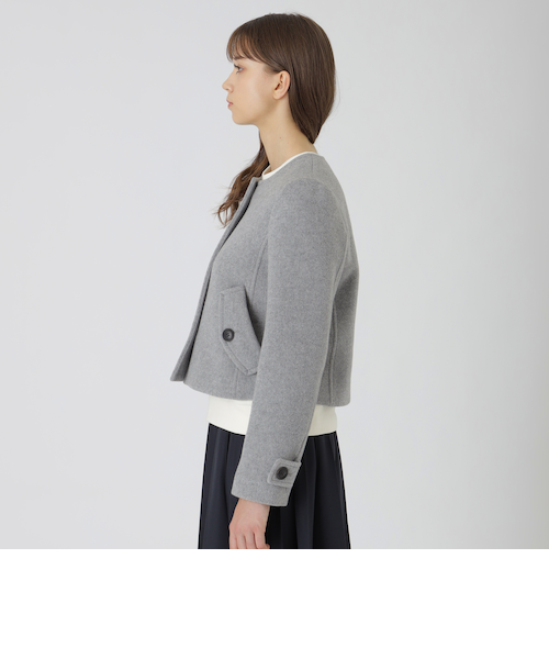 ファインダブルビーバーノーカラージャケット｜ブルーレーベルブラック