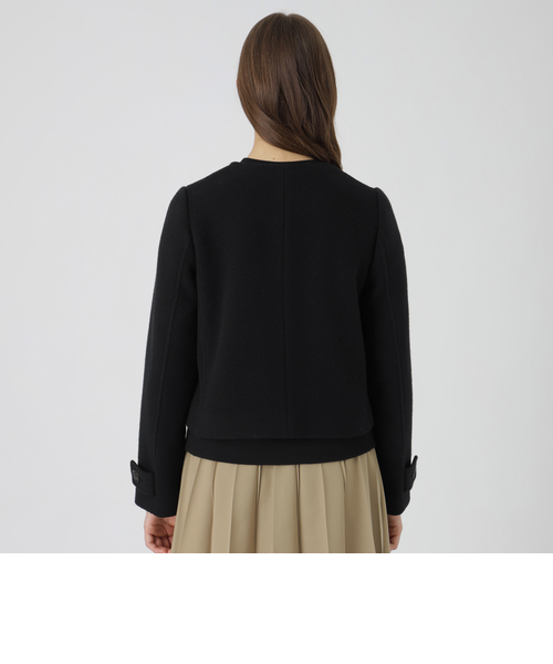 ファインダブルビーバーノーカラージャケット｜ブルーレーベルブラック