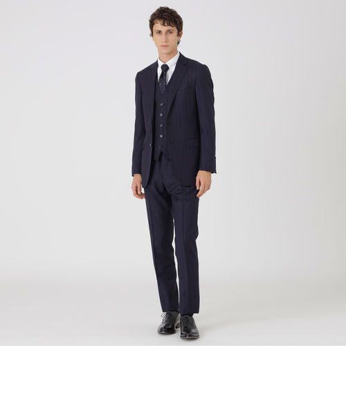 ネイビーオルタネートストライプスリーピーススーツ｜ブルーレーベル