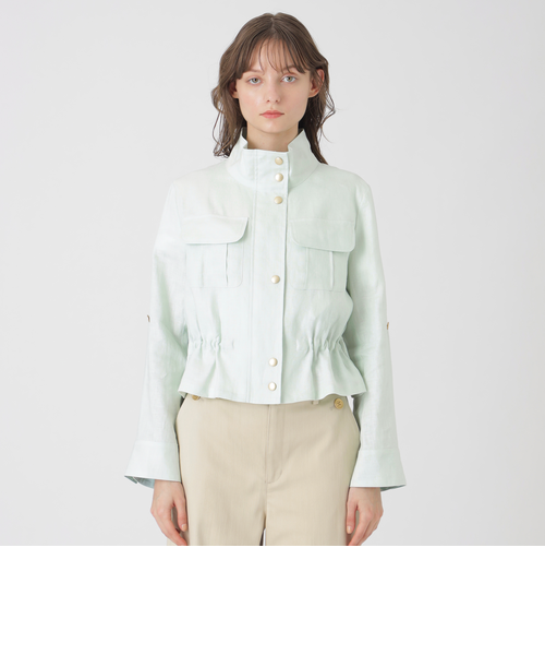 店舗限定】ソフトリネンショートブルゾン｜ブルーレーベルブラック