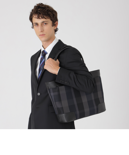 新品未使用☆トーナルクレストブリッジチェックブリーフバッグ ブラックレーベル 一部店舗限定】トーナルクレストブリッジチェックトートバッグ｜ブルー