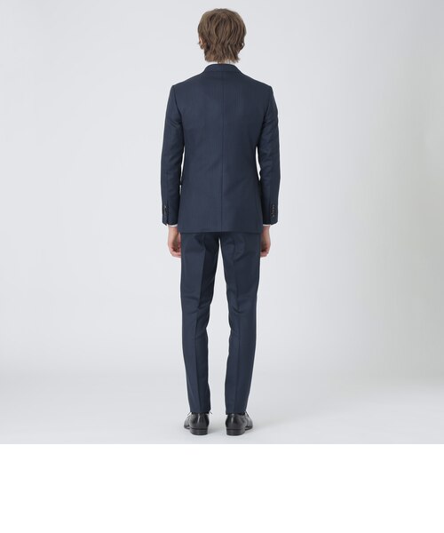 MIYUKIプルシャンブルーTOPシャドーストライプスリーピーススーツ