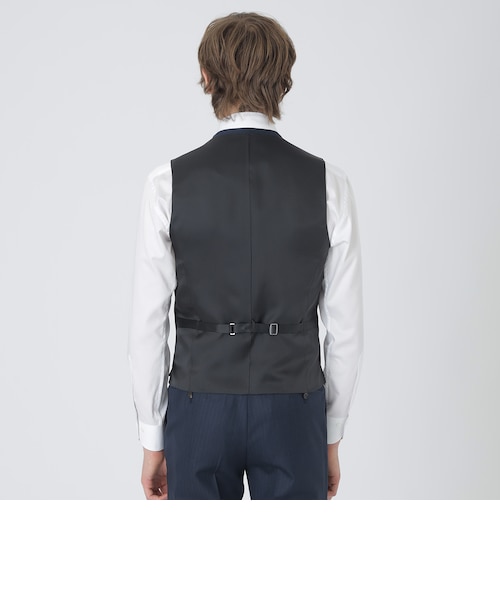 MIYUKIプルシャンブルーTOPシャドーストライプスリーピーススーツ