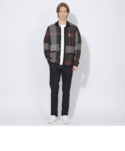 WEB限定】クレストブリッジチェックメッシュニットカーディガン