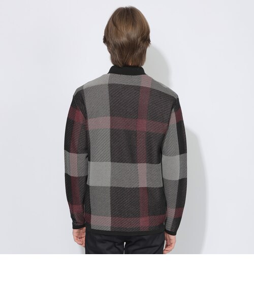 WEB限定】クレストブリッジチェックメッシュニットカーディガン