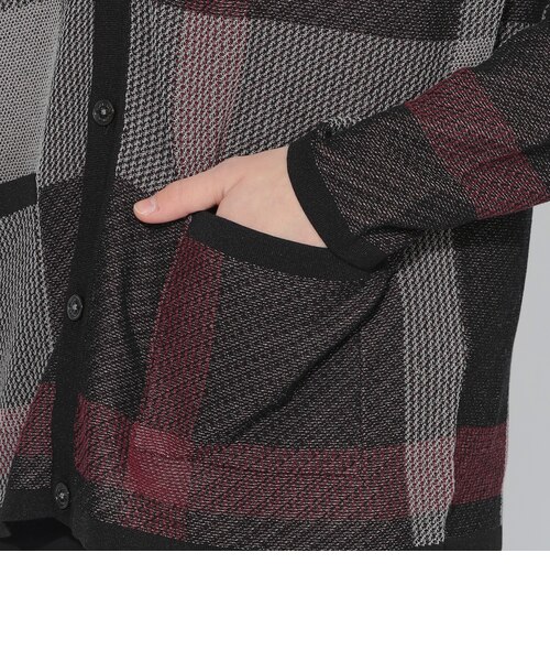 WEB限定】クレストブリッジチェックメッシュニットカーディガン
