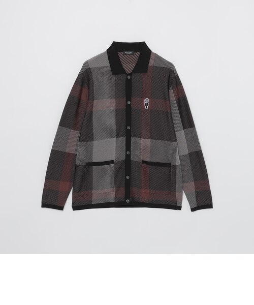 WEB限定】クレストブリッジチェックメッシュニットカーディガン