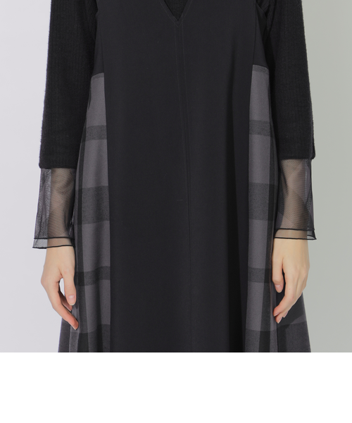 クレストブリッジチェックダブルクロスジャンパースカート｜シービー